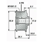 Løsningreim 17x56x37,6, 6sped