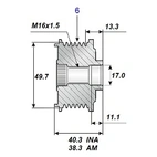 Løsningrem. 17x54x40,3, 6 tann