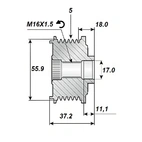 Fri-gangreimhjul 17X56, CCW, 5s