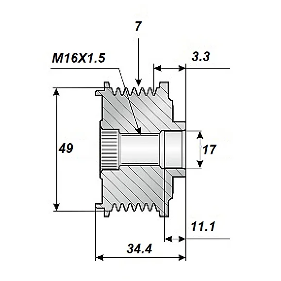 Frigangskjede.17x49, 7 spor