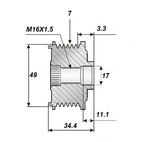 Frigangskjede.17x49, 7 spor