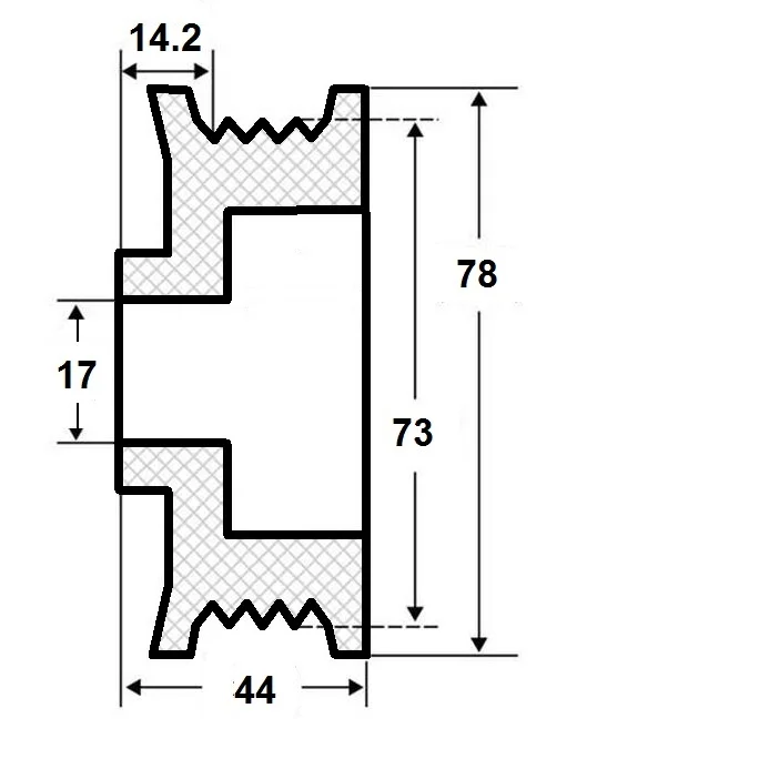 Reimhjul 17X73mm, 8 spor