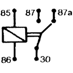 Mini innslagsrelé 5 pin. 12V-30A Omkobling