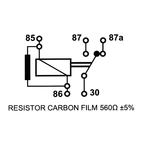 Minirelæ 12V-40A, 5 pinners, innslagsrelé