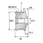 Frigangsreim.17x61x35, 7 remskiva