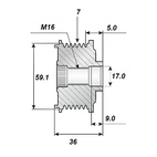 Frigångsreim.17x59x35, 7 remskiva